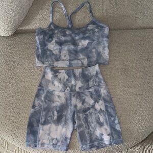 Aerie Cloudy Blue Sports Bra and Shorts Set